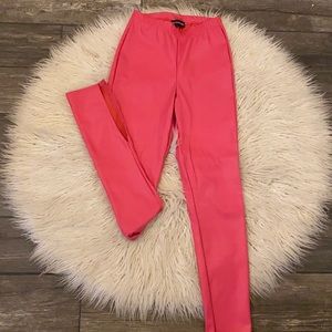 Pink faux leather high waisted pants size S